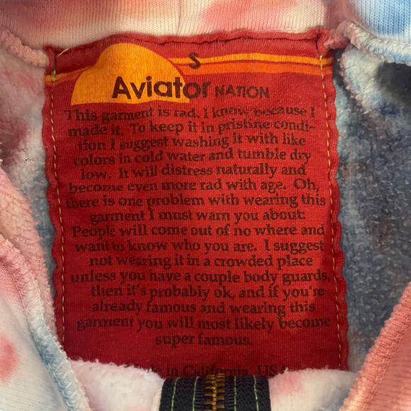 AVIATOR NATION Tie Dye Full Zip Sweatshirt Hoodie in Red Blue White Size S - Picture 12 of 14
